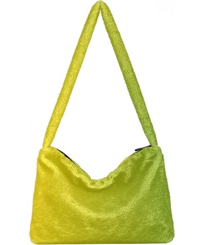 Gradient Color Handbag Shoulder Purse, Fur Tote Girls Crossbody Hobo Bag Yellow Green Gradient1 $10.91 Totes