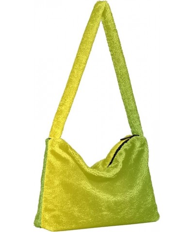 Gradient Color Handbag Shoulder Purse, Fur Tote Girls Crossbody Hobo Bag Yellow Green Gradient1 $10.91 Totes