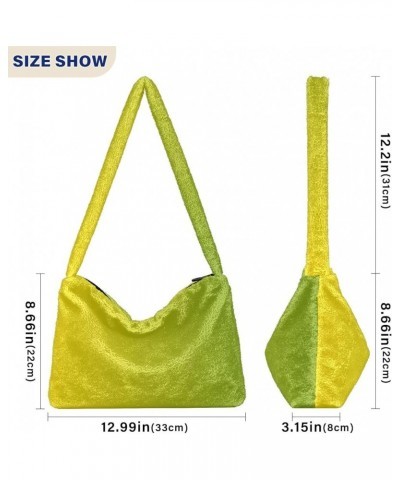 Gradient Color Handbag Shoulder Purse, Fur Tote Girls Crossbody Hobo Bag Yellow Green Gradient1 $10.91 Totes