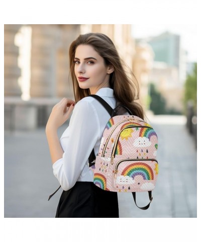 Travel Backpack Purse for Women Fashion Anti-theft Work Casual Rainbow Sun Pink Daypack Shoulder Bag Medium Size Medium $20.3...