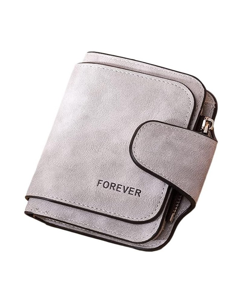 Small Vegan Leather Wallet for Women, Tri-Fold Folding Slim Purse Zipper Pocket Wallet Mother's Day Gifts (Grey) Gray $20.62 ...