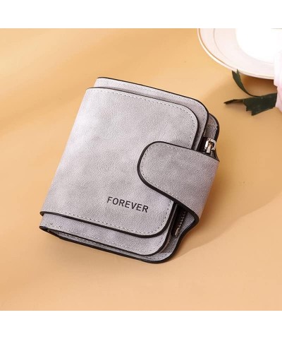 Small Vegan Leather Wallet for Women, Tri-Fold Folding Slim Purse Zipper Pocket Wallet Mother's Day Gifts (Grey) Gray $20.62 ...