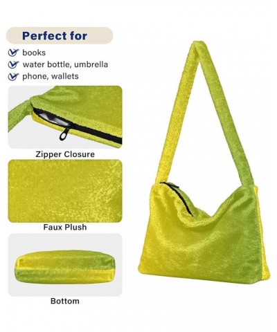 Gradient Color Handbag Shoulder Purse, Fur Tote Girls Crossbody Hobo Bag Yellow Green Gradient1 $10.91 Totes