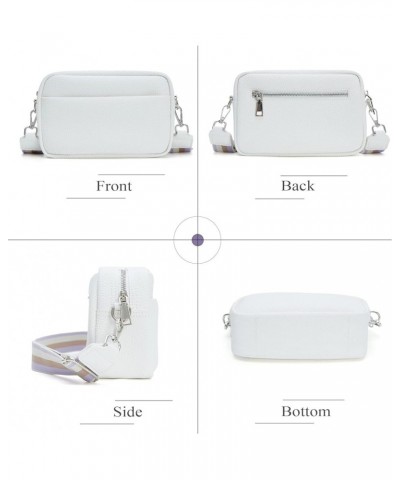 Small Crossbody Bag with Wide Guitar Strap Camera Purse Shoulder Handbag Satchel White $13.74 Satchels