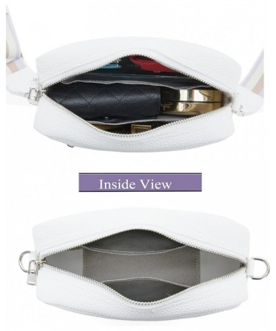 Small Crossbody Bag with Wide Guitar Strap Camera Purse Shoulder Handbag Satchel White $13.74 Satchels