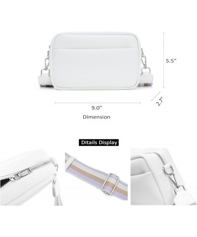 Small Crossbody Bag with Wide Guitar Strap Camera Purse Shoulder Handbag Satchel White $13.74 Satchels