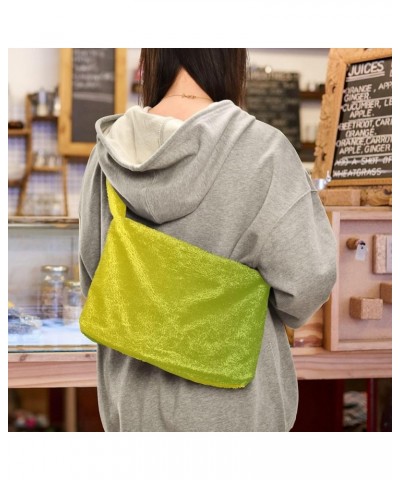 Gradient Color Handbag Shoulder Purse, Fur Tote Girls Crossbody Hobo Bag Yellow Green Gradient1 $10.91 Totes