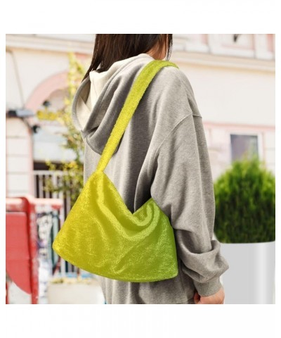 Gradient Color Handbag Shoulder Purse, Fur Tote Girls Crossbody Hobo Bag Yellow Green Gradient1 $10.91 Totes