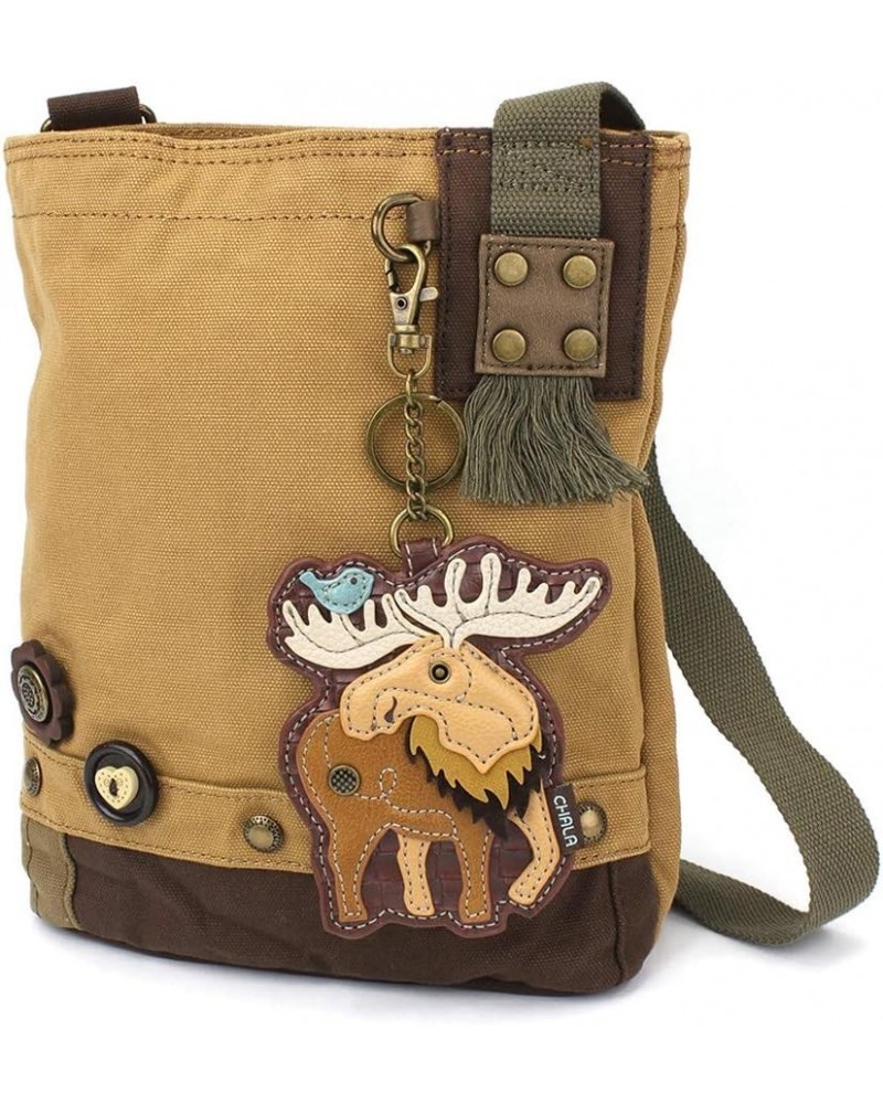 Patch Cross-Body Women Handbag Canvas Messenger Bag Moose - Brown $26.56 Crossbody Bags