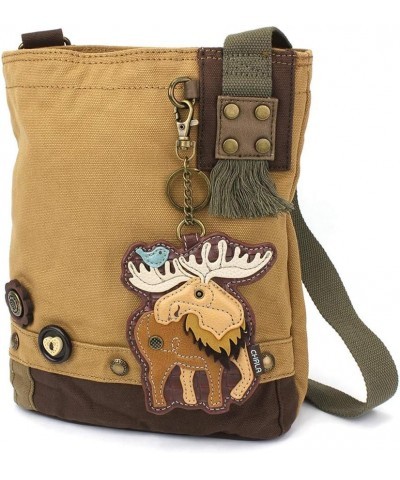 Patch Cross-Body Women Handbag Canvas Messenger Bag Moose - Brown $26.56 Crossbody Bags