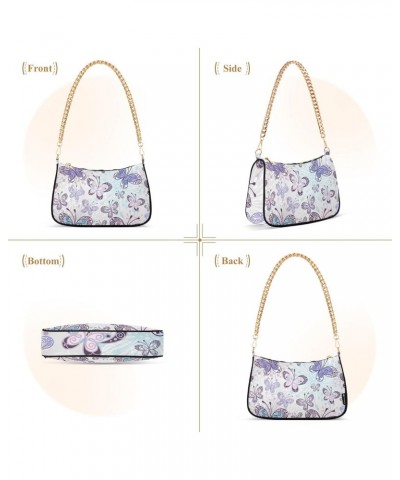 Abstract Purple Butterfly Shoulder Bag for Women Hobo Bags Small Chain Shoulder Bags Clutch Handbag Tote Crossbody Bag Purse ...