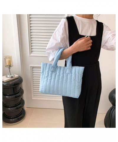 Puffer Tote Bag for Women Quilted Puffy Handbag Large Cotton Padded Bag Down Padding Purse for Travel Work Shopping Blue $10....