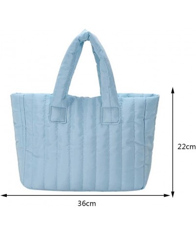 Puffer Tote Bag for Women Quilted Puffy Handbag Large Cotton Padded Bag Down Padding Purse for Travel Work Shopping Blue $10....