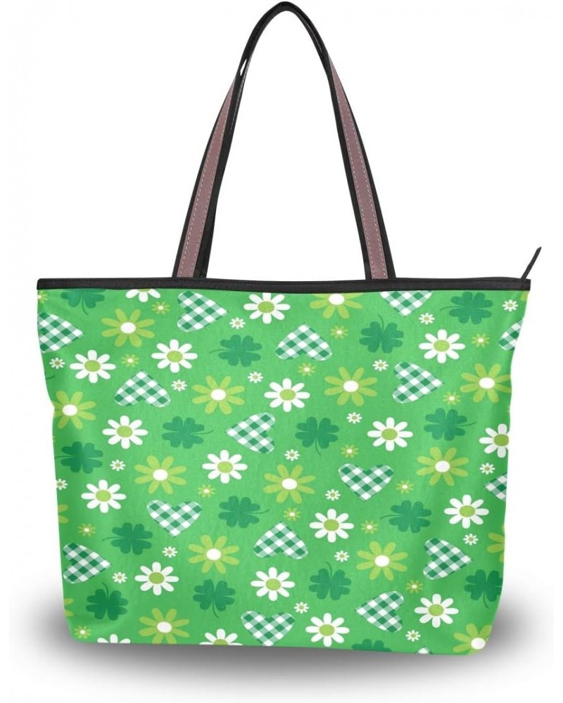 QMXO Spring Flowers Daisy Green Handbags and Purse for Women Tote Bag Large Capacity Top Handle Shopper Shoulder Bag $10.35 T...