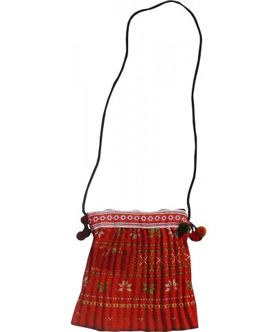 Purse Made From Thai Hmong Hill Tribe Childrens Skirt Dark Red $18.48 Handbags