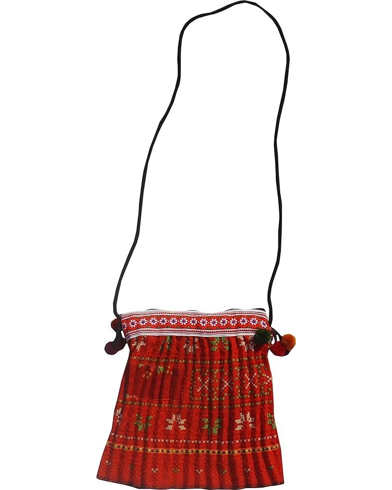 Purse Made From Thai Hmong Hill Tribe Childrens Skirt Dark Red $18.48 Handbags