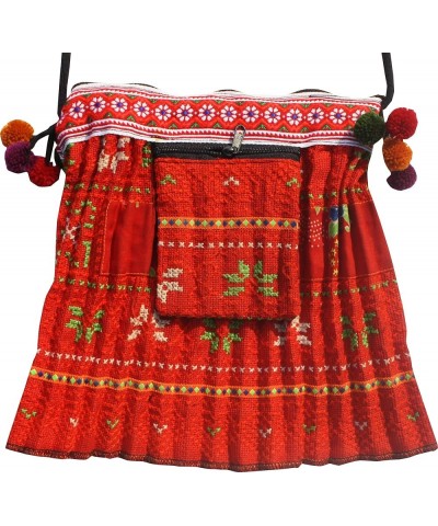 Purse Made From Thai Hmong Hill Tribe Childrens Skirt Dark Red $18.48 Handbags