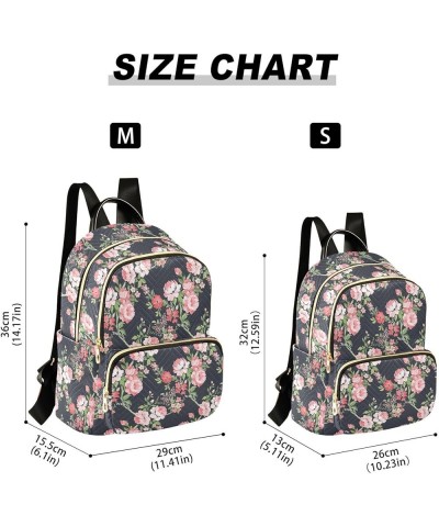 Mini Backpack for Women, Pink Rose Black Travel Backpack Purse for Ladies, Small Bookbag Daypack Shoulder Bag M Multi928 Smal...