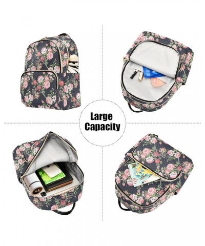 Mini Backpack for Women, Pink Rose Black Travel Backpack Purse for Ladies, Small Bookbag Daypack Shoulder Bag M Multi928 Smal...