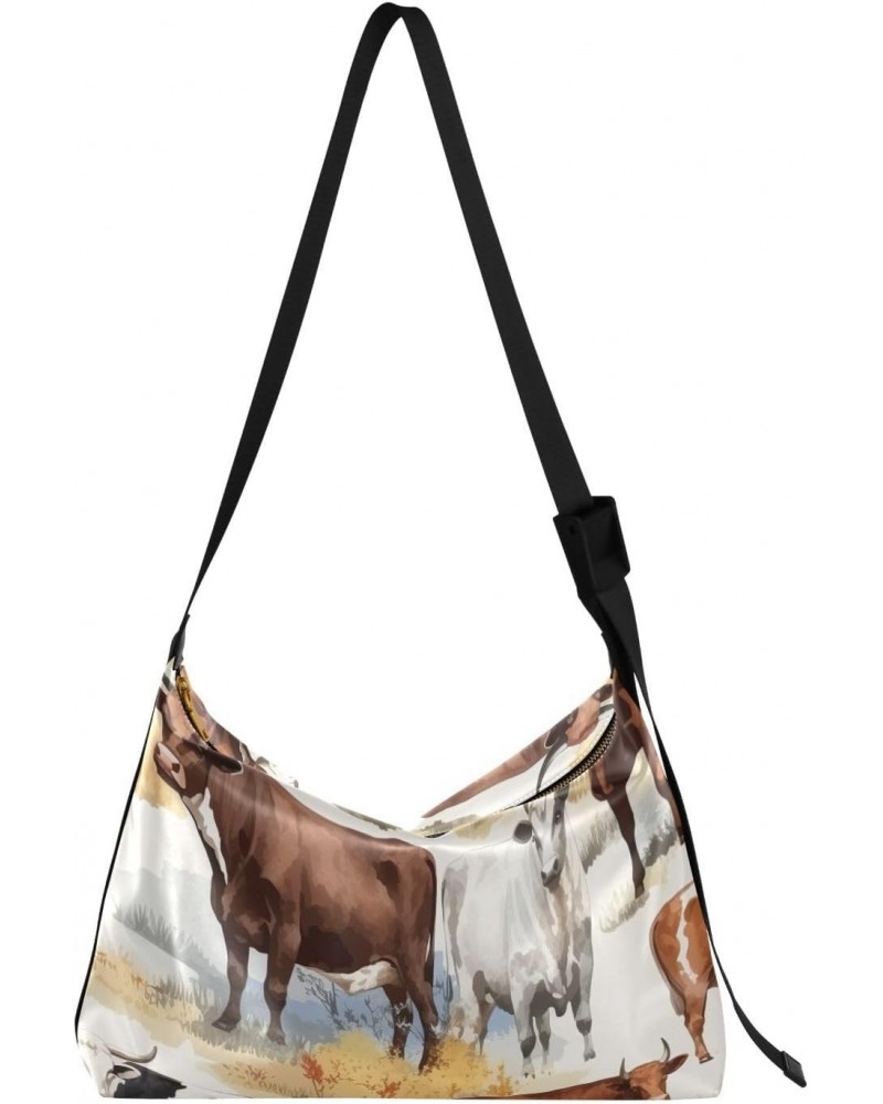 Colorful Cows Tote Bag for Women Large Hobo Bags Crossbody Shoulder Bag Hobo Purse with Adjustable Strap for Travel Men $15.1...