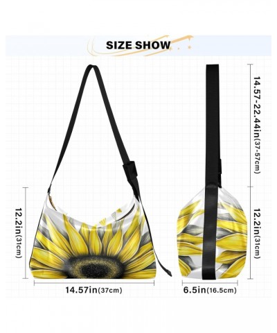 Crossbody Bag for Women Men Trendy Simple Sunflower Leather Casual Hobo Shoulder Bags Purses with Adjustable Strap Summer Fas...