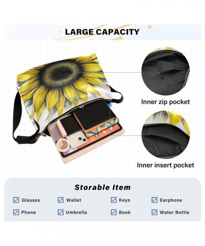 Crossbody Bag for Women Men Trendy Simple Sunflower Leather Casual Hobo Shoulder Bags Purses with Adjustable Strap Summer Fas...