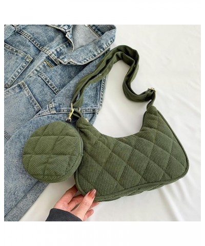 Women Tote Handbag with Purse Vintage Shoulder Bag Versatile Tote Bag Top Handle Bag Fall Winter Purse Green $8.10 Shoulder Bags