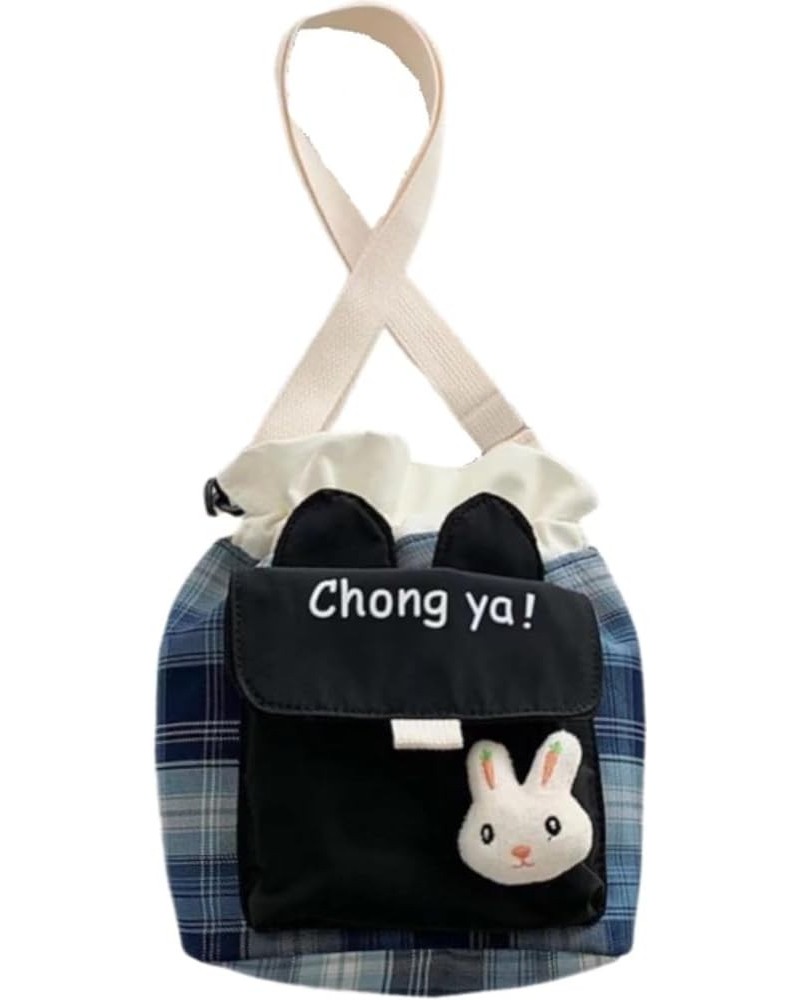 Canvas Crossbody Bag Bunny Bucket Messenger Cute Bag with Adjustable Strap for Women Girls Aesthetic Casual Shoulder Bag Plai...