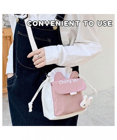 Canvas Crossbody Bag Bunny Bucket Messenger Cute Bag with Adjustable Strap for Women Girls Aesthetic Casual Shoulder Bag Plai...