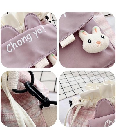 Canvas Crossbody Bag Bunny Bucket Messenger Cute Bag with Adjustable Strap for Women Girls Aesthetic Casual Shoulder Bag Plai...