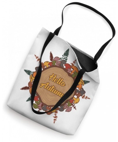 Cute Fall Graphic For Women And Mushroom Lover Hello Autumn Tote Bag $15.59 Totes