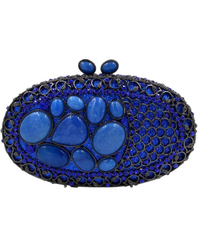 Womens Chain Evening-Bag Rhinestone Wedding Clutch-Purse Luxury Handbag Dark Blue $41.80 Evening Bags