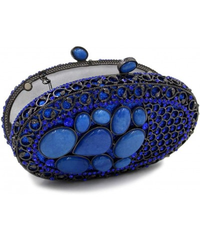 Womens Chain Evening-Bag Rhinestone Wedding Clutch-Purse Luxury Handbag Dark Blue $41.80 Evening Bags