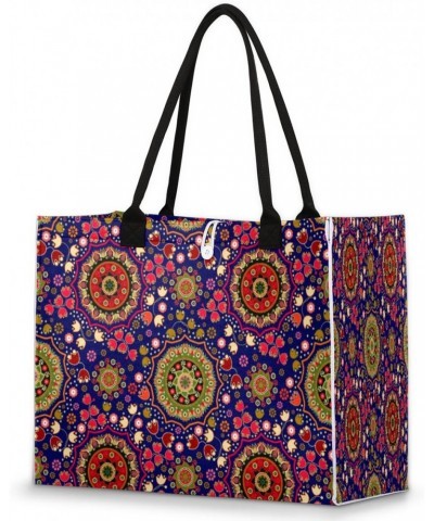 Indian Floral Ornament Large Tote Bag Shoulder Bag For Women Teachers Nurses Work Shopping Travel Handbag Purse $13.61 Totes