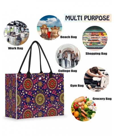 Indian Floral Ornament Large Tote Bag Shoulder Bag For Women Teachers Nurses Work Shopping Travel Handbag Purse $13.61 Totes