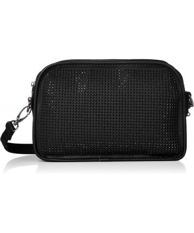 PU/Canvas Rhinestone Studded Shoulder Bag Clutch Black (Black 19-3911tcx) $27.96 Clutches