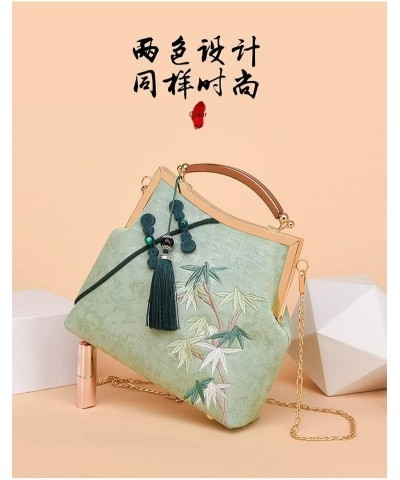 ladies vintage embroidery bamboo pattern Cheongsam bag mother's day gift mom bag decent grace Generous tote bag (blue) Green ...