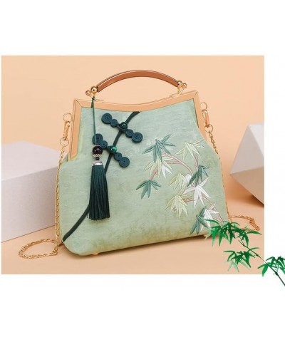 ladies vintage embroidery bamboo pattern Cheongsam bag mother's day gift mom bag decent grace Generous tote bag (blue) Green ...