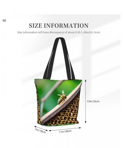 Honey Bees Tote Bag with Zipper for Women Inside Mesh Pocket Heavy Duty Casual Anti-water Cloth Shoulder Handbag Outdoors $13...