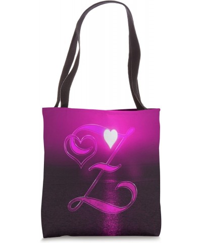 Heart Sunset Letter Z Pink Sun Beach Lake Ocean Love Name Tote Bag $10.05 Totes