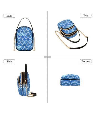 Mermaid Tail Blue Crossbody Bags for Women Quilted Chain Crossbody Purses Trendy Oil Painting Cross Body Phone Purse Handbag ...