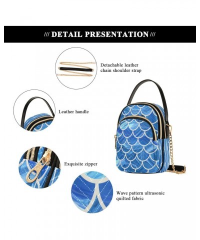 Mermaid Tail Blue Crossbody Bags for Women Quilted Chain Crossbody Purses Trendy Oil Painting Cross Body Phone Purse Handbag ...