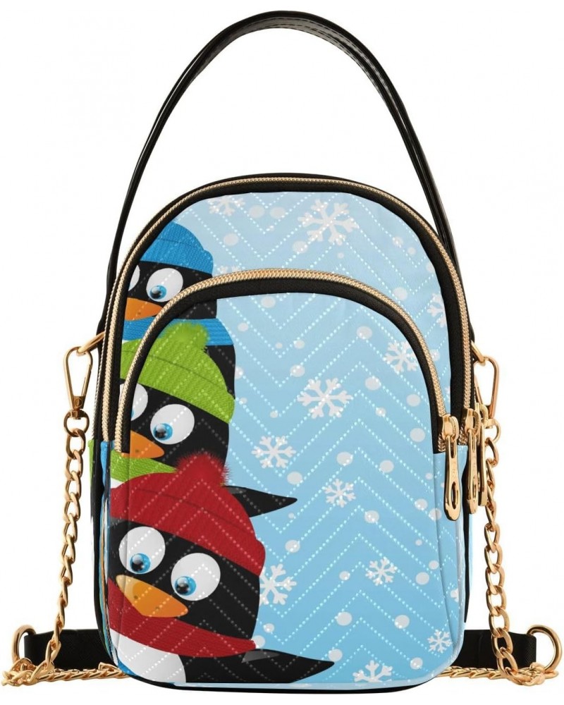 Cute Penguin Snowflake Christmas Small Chain Crossbody Travel Bag Handbag Cell Phone Purse for Women $10.34 Crossbody Bags