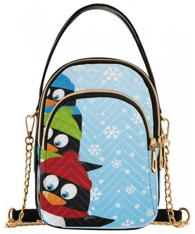 Cute Penguin Snowflake Christmas Small Chain Crossbody Travel Bag Handbag Cell Phone Purse for Women $10.34 Crossbody Bags