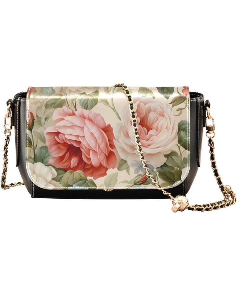 Leather Crossbody Bags, Luxuriously Flowers Crossbody Bag Black Wallet Phone Purses Chain Shoulder Bag Pattern 181 $18.80 Cro...