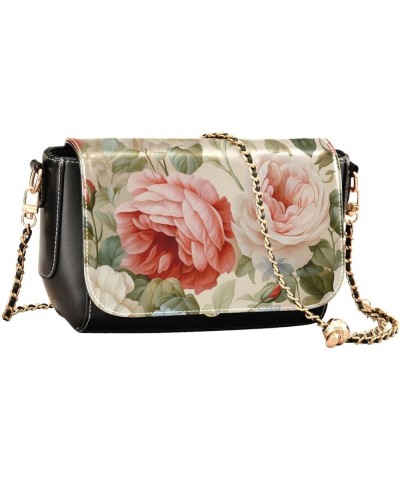 Leather Crossbody Bags, Luxuriously Flowers Crossbody Bag Black Wallet Phone Purses Chain Shoulder Bag Pattern 181 $18.80 Cro...