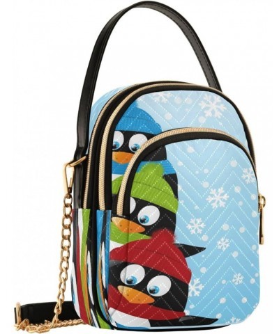 Cute Penguin Snowflake Christmas Small Chain Crossbody Travel Bag Handbag Cell Phone Purse for Women $10.34 Crossbody Bags