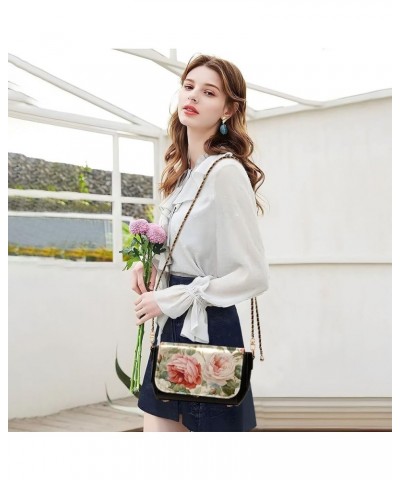 Leather Crossbody Bags, Luxuriously Flowers Crossbody Bag Black Wallet Phone Purses Chain Shoulder Bag Pattern 181 $18.80 Cro...