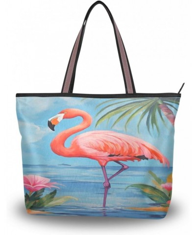 Women Tote Bags Flamingo Flowers Top Handle Satchel Handbags Shoulder Bag for Shopping 20854509 $11.12 Totes