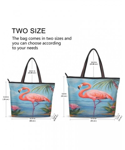 Women Tote Bags Flamingo Flowers Top Handle Satchel Handbags Shoulder Bag for Shopping 20854509 $11.12 Totes